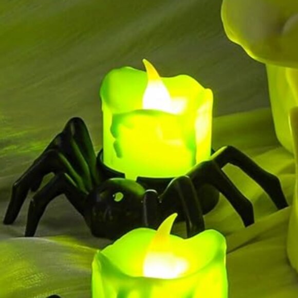 3PCS Halloween Spider Tea Lights Decoration – Battery Operated Flameless LED - Picture 7 of 8